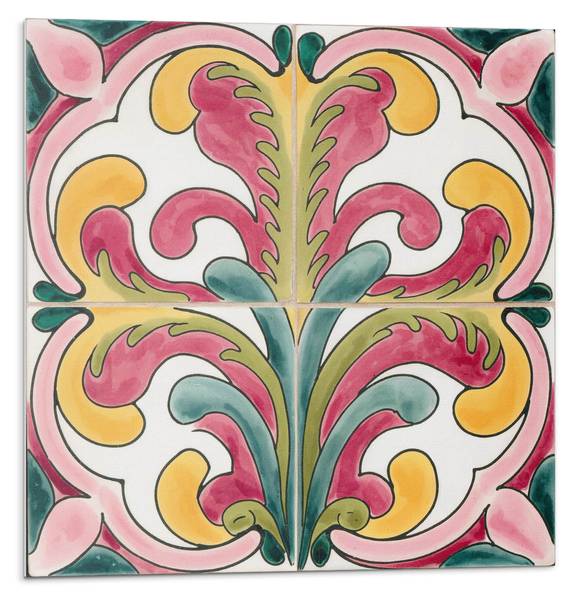 Fliesen Wellenflora Stil 4er Set 50 x 50 cm