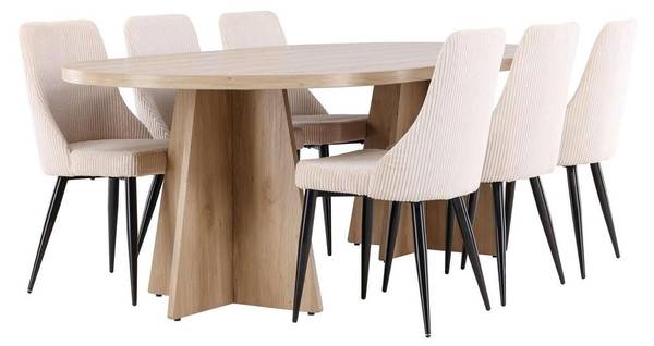 Essgruppe Bootcut + Leone (7-teilig) Braun - Cord - 230 x 76 x 115 cm