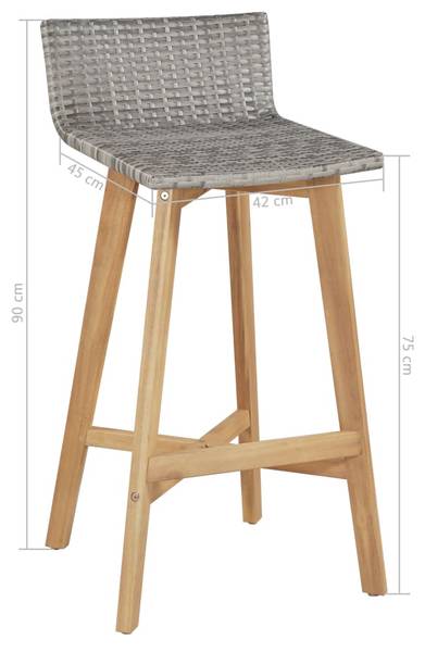 Bar-Set 44221 (5-teilig) Braun - Akazie - Polyethylen - 60 x 105 x 60 cm