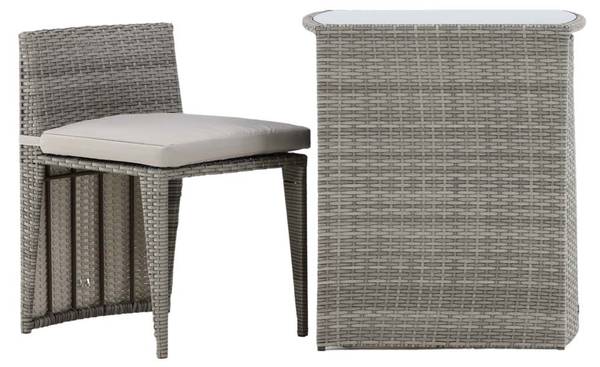 Gartenset Savanna 3-teilig Glas Grau