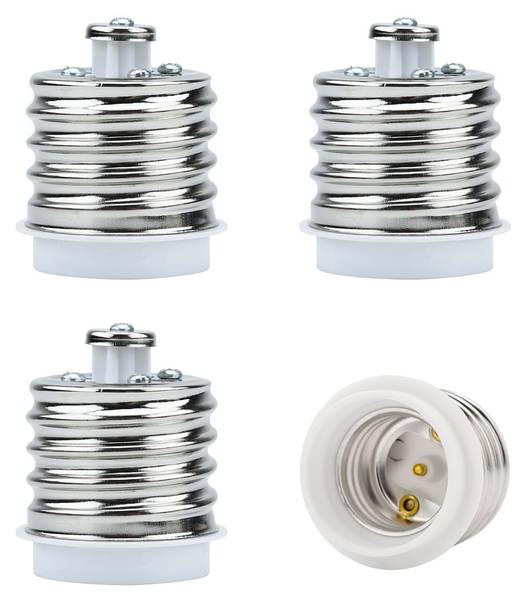 4x E40 auf E27 Lampensockel Adapter Weiß - Kunststoff - 5 x 11 x 11 cm
