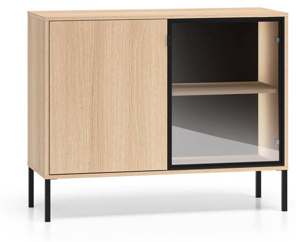 Sideboard BARNEE Schwarz - Braun - Eiche Dekor