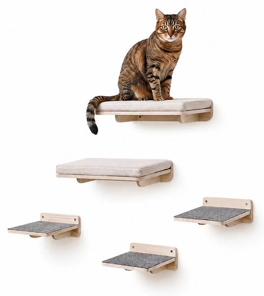 Katzenkletterwand Comfy 5-er Set Beige - Holz teilmassiv - 30 x 12 x 42 cm