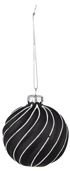 Weihnachtskugel Winter 84352 4er Set Schwarz - Glas - 8 x 8 x 8 cm