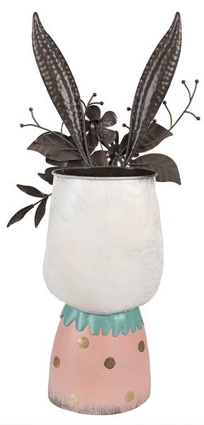 Blumentopf Kaninchen Norasi Weiß - Metall - 19 x 62 x 29 cm