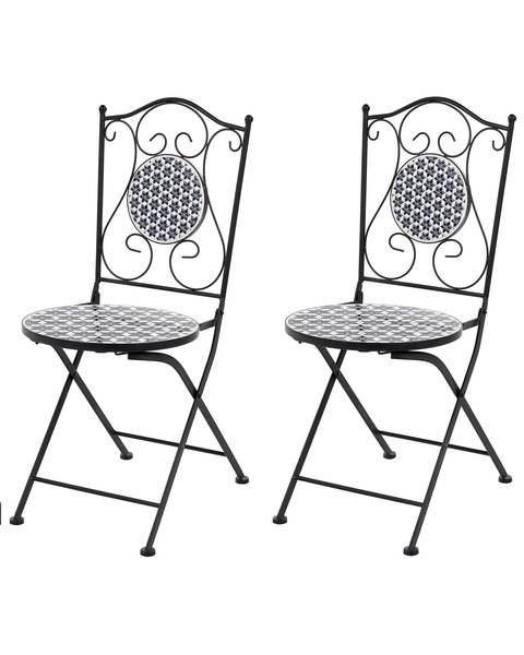 Gartenset SIROLO 2-tlg Schwarz - Blau - Weiß - Metall - 40 x 90 x 44 cm