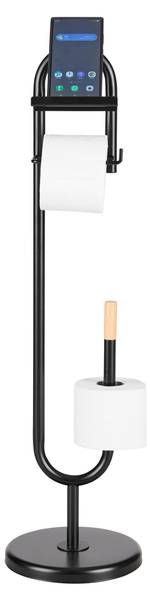 Toilettenpapierhalter ELVIS Beige - Schwarz - Metall - Holz teilmassiv - 22 x 82 x 22 cm