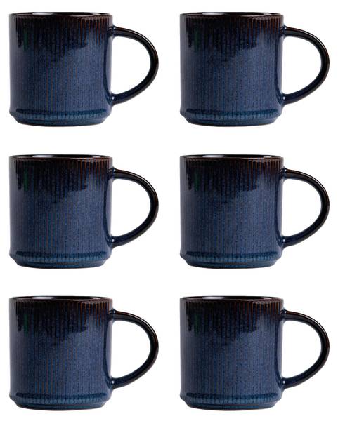 Becher CASPER 6er-Set Blau - Keramik - 9 x 9 x 9 cm