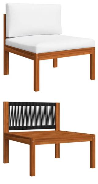 Salon de jardin 3057893 (lot de 11) Blanc - Coton - Polyester - Acacia - 65 x 60 x 65 cm