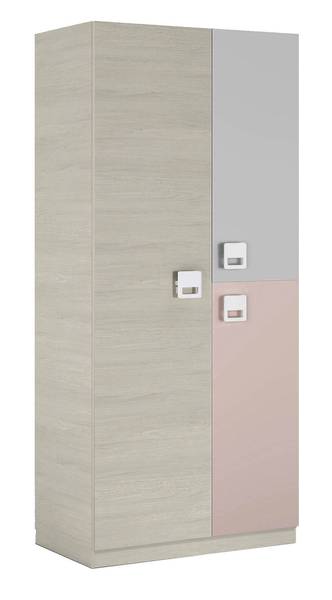 Kleiderschrank 3 Türen Aronia Grau - Holzwerkstoff - 90 x 200 x 52 cm