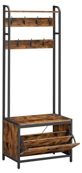 Garderobenständer Lisbon Braun - Holzwerkstoff - 65 x 170 x 40 cm