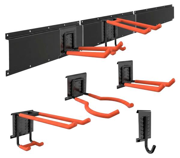 8-tlg. Wandhaken Set Schwarz - Orange