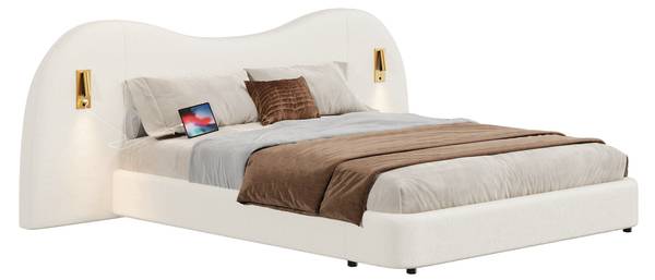 Polsterbett LucyLade Ⅱ Weiß - Holzwerkstoff - 267 x 99 x 215 cm