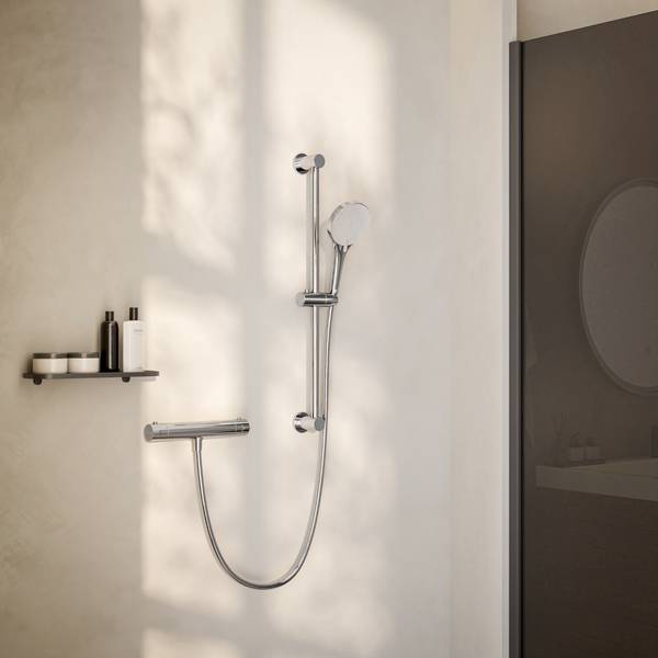 Duschsystem Mit Thermostat Cielo Silber - Metall - 13 x 70 x 10 cm