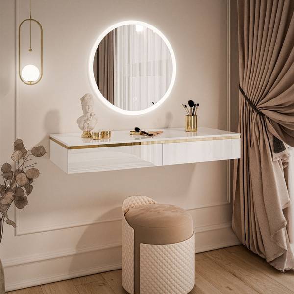 Hängeschminktisch AURORA Spiegel Weiß - Holzwerkstoff - 102 x 75 x 44 cm