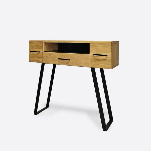 Konsolentisch Massivholz un Metal JORGEN Braun - Eiche - 100 x 90 x 30 cm