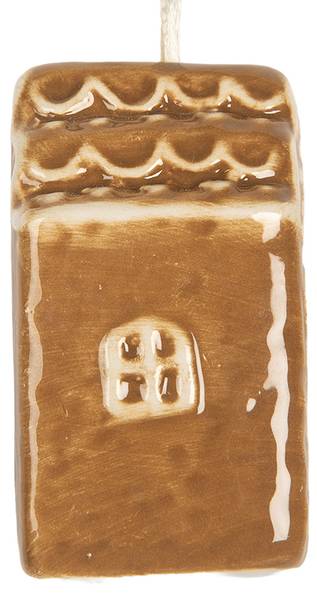 Kersthanger Huis CH632338 bruin - keramiek - 4 x 6 x 4 cm