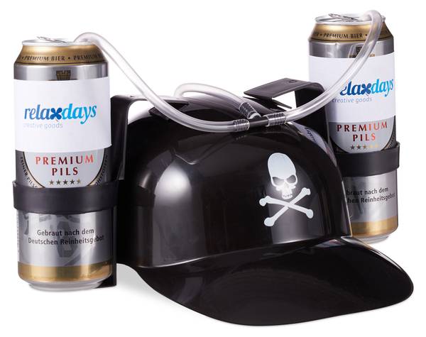 2x Trinkhelm Pirat Schwarz - Weiß - Kunststoff - 32 x 13 x 28 cm