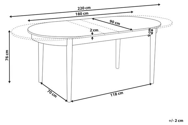 Ausziehbarer Tisch LARTO Braun - Holzwerkstoff - 90 x 76 x 180 cm