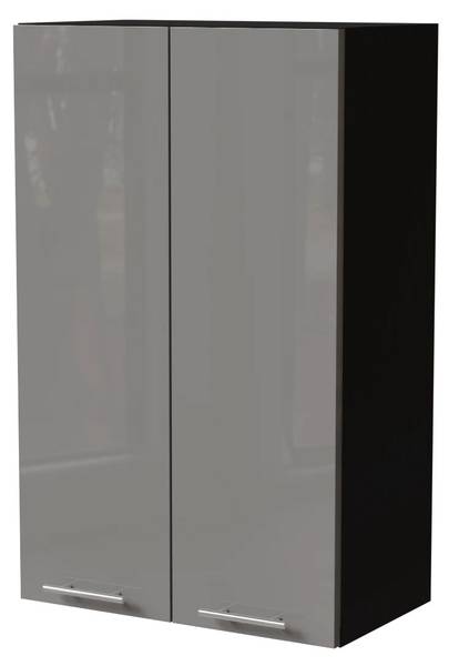 Küchenhängeschrank ESSEN W4/60 Schwarz - Hochglanz Grau - Hochglanz Hellgrau