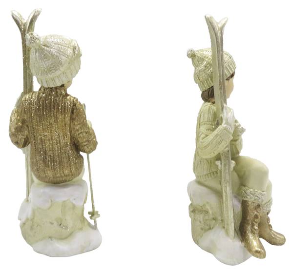 Figur 2-er Set Kinder Xmas-OmarV 2er Set Beige - Kunststoff - 7 x 18 x 10 cm