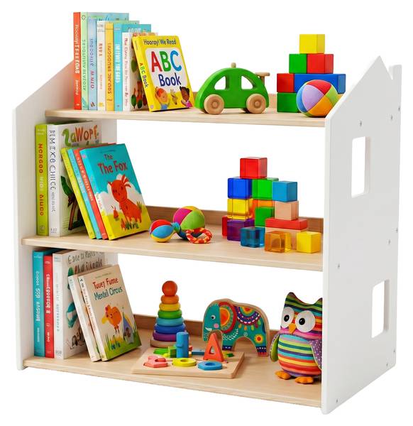 Kinderregal Hausform Braun - Weiß - Holzwerkstoff - 61 x 59 x 39 cm
