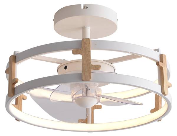 Mini-Deckenventilator CEILY WOOD Weiß - Metall - 40 x 24 x 40 cm