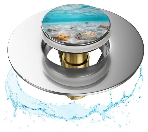 Pop-Up Waschbeckenstöpsel Waterworld Blau - Metall - 6 x 4 x 5 cm