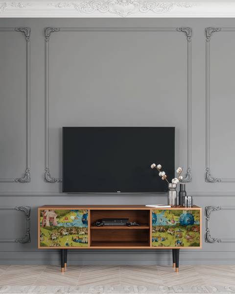 TV-Lowboard T2 Walnuss Grün - Holzwerkstoff - 170 x 69 x 48 cm