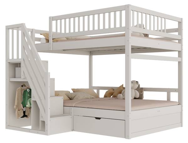 Etagenbett  Eos Ⅳ Holz - Weiß - 145 x 174 x 205 cm