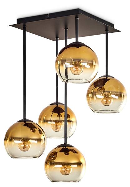 Deckenleuchte Cesaro Gold - Aluminium - Klarglas - 26 x 59 x 26 cm