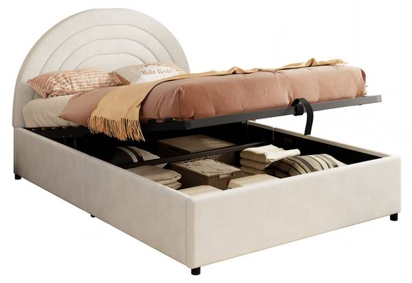 Kinderbett ArcZoom Ⅰ Beige - Samt - 145 x 97 x 212 cm