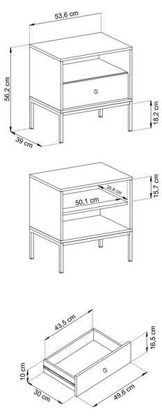 Table de Chevet Firwood Beige - Doré
