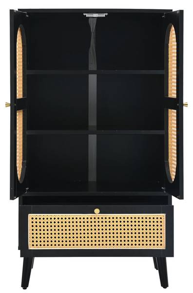 Armoire haute EveRattan Ⅳ Noir - Bois manufacturé - 40 x 111 x 60 cm
