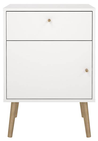 Nachttisch Bodo Weiß - Holz teilmassiv - 51 x 73 x 40 cm