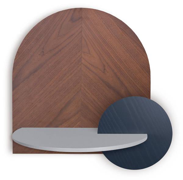 ALBA Fischgräten Nachttisch Blau - Braun - Grau - Massivholz - 60 x 55 x 45 cm