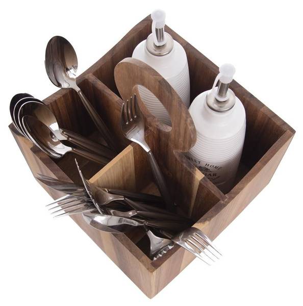 Besteckhalter 540586 Braun - Massivholz - 19 x 22 x 19 cm