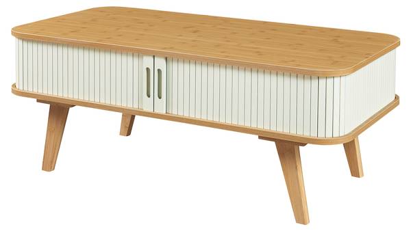 Couchtisch Tysvær Weiß - Bambus - Holzwerkstoff - 100 x 40 x 50 cm