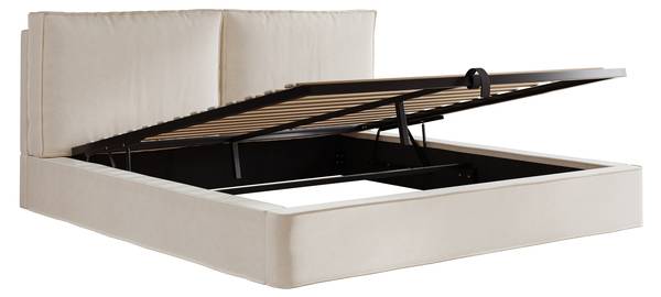 Gestoffeerd bed ZoommiⅡ beige - velours - 196 x 105 x 231 cm
