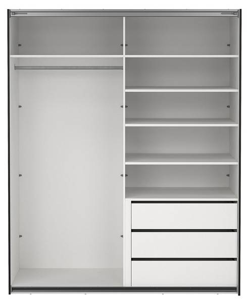 Kledingkast Catania zwart - plaatmateriaal op houtbasis - textiel - 179 x 221 x 67 cm