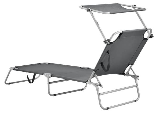 Sonnenliege Argozelo (2er-Set) Grau - Metall - 186 x 24 x 55 cm