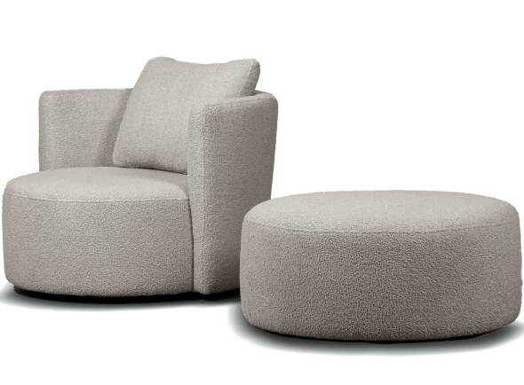 Fauteuil met voetenbank RAGGI lichtgrijs