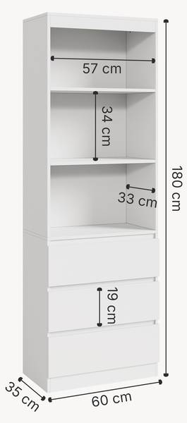 Bücherregal Les Weiß - Holzwerkstoff - 60 x 180 x 35 cm