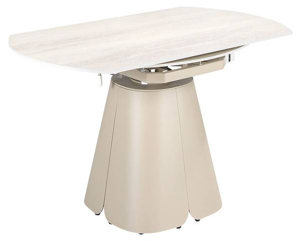 Ausziehbarer Rundtisch Sand Braun - Edelstahl - Marmor - 130 x 76 x 80 cm