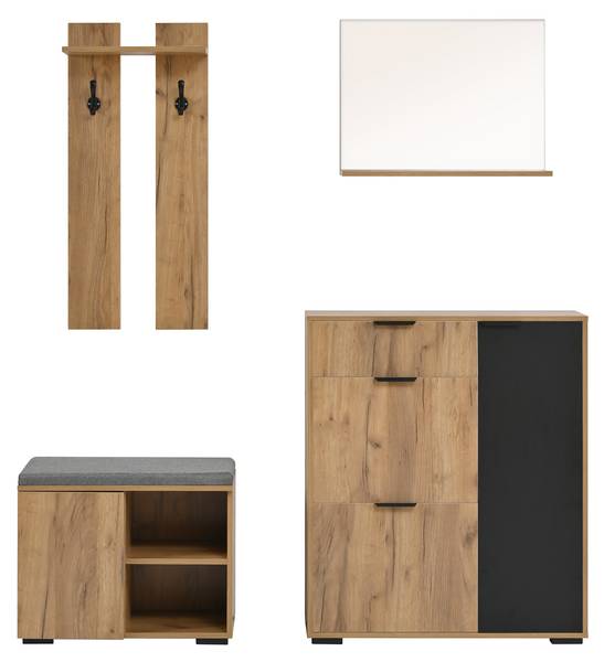 Garderobenset NaturSHEF Braun - Holzwerkstoff - 35 x 139 x 140 cm