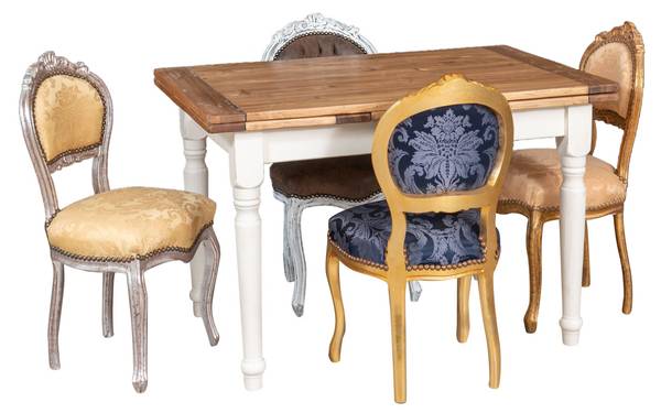 Stuhl LOUIS XVI Schwarz - Multicolor - Silber