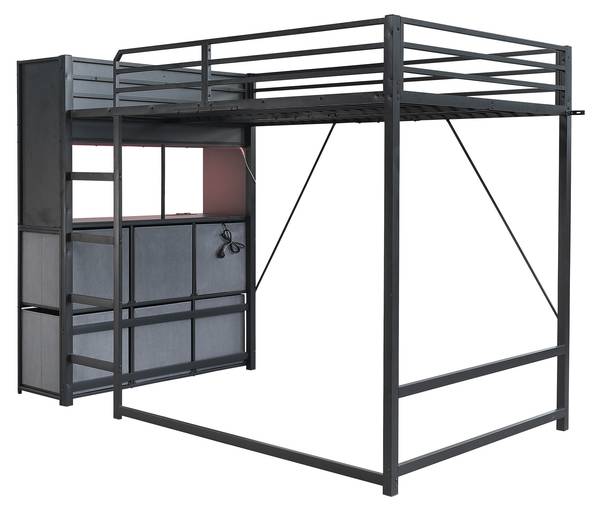 Hochbett JINSSHEFHE Ⅰ Schwarz - Eisen - 128 x 170 x 243 cm