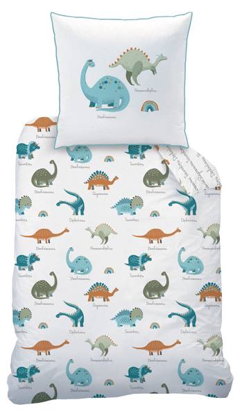 Bettwäsche Dino 2-tlg. Weiß - Textil - 135 x 200 x 1 cm