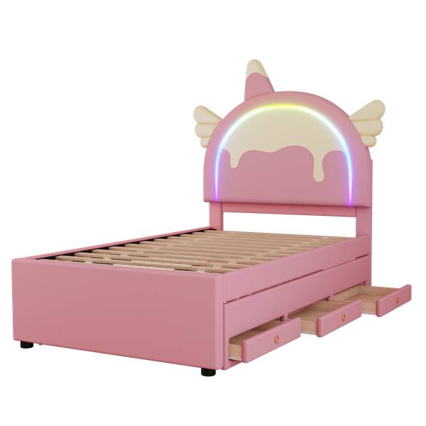 Kinderbett K-368 Rosé - 94 x 136 x 203 cm