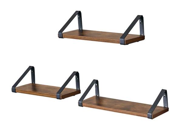 3er-Set Wandregal Schweberegal Braun - Holzwerkstoff - 12 x 11 x 30 cm